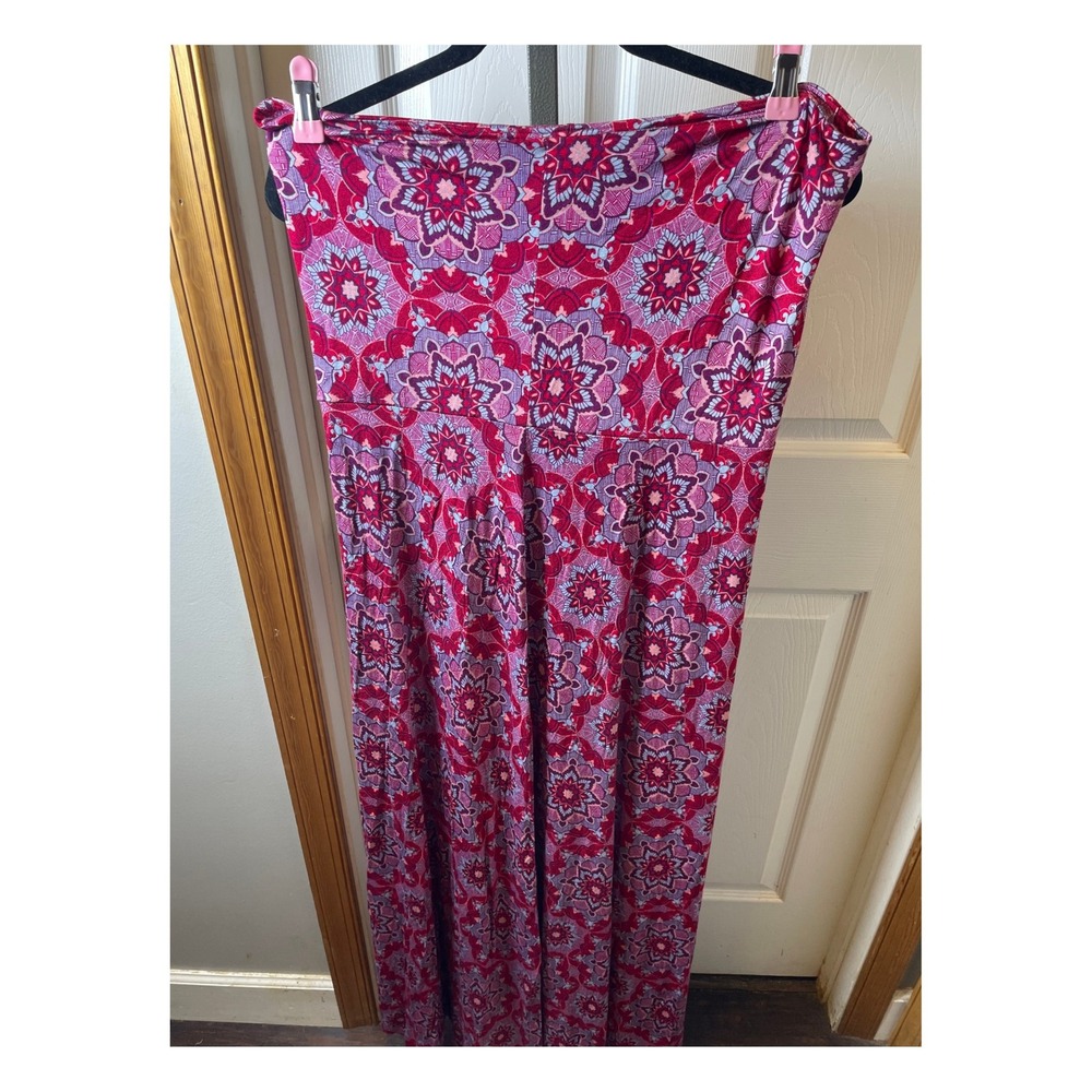 Mudd Womens XL Pink Purple Mandala Medallion Print Jersey Knit Maxi Skirt Boho